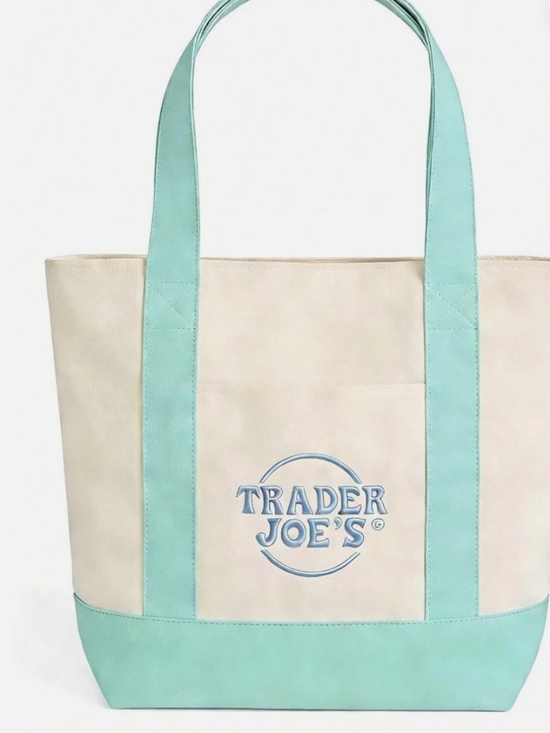 Trader Joe'S Handbags - NWT TRADER JOE'S MINI PASTEL GREEN CANVAS TOTE BAG, NEW SPRING PASTEL COLOR